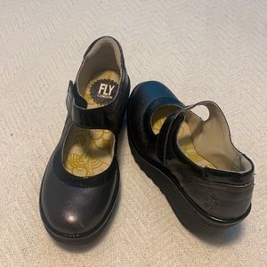 FLY London Yolt Mary Jane Leather Wedges 37 New